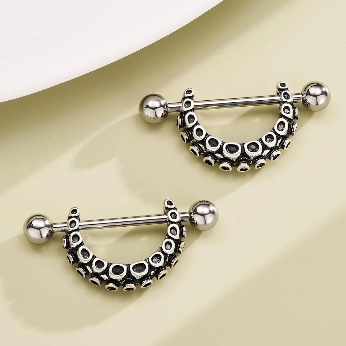 2PCS 14G Octopus Nipple Barbell