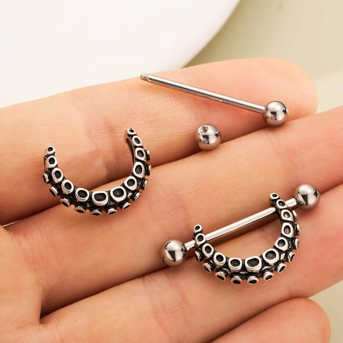 2PCS 14G Octopus Nipple Barbell