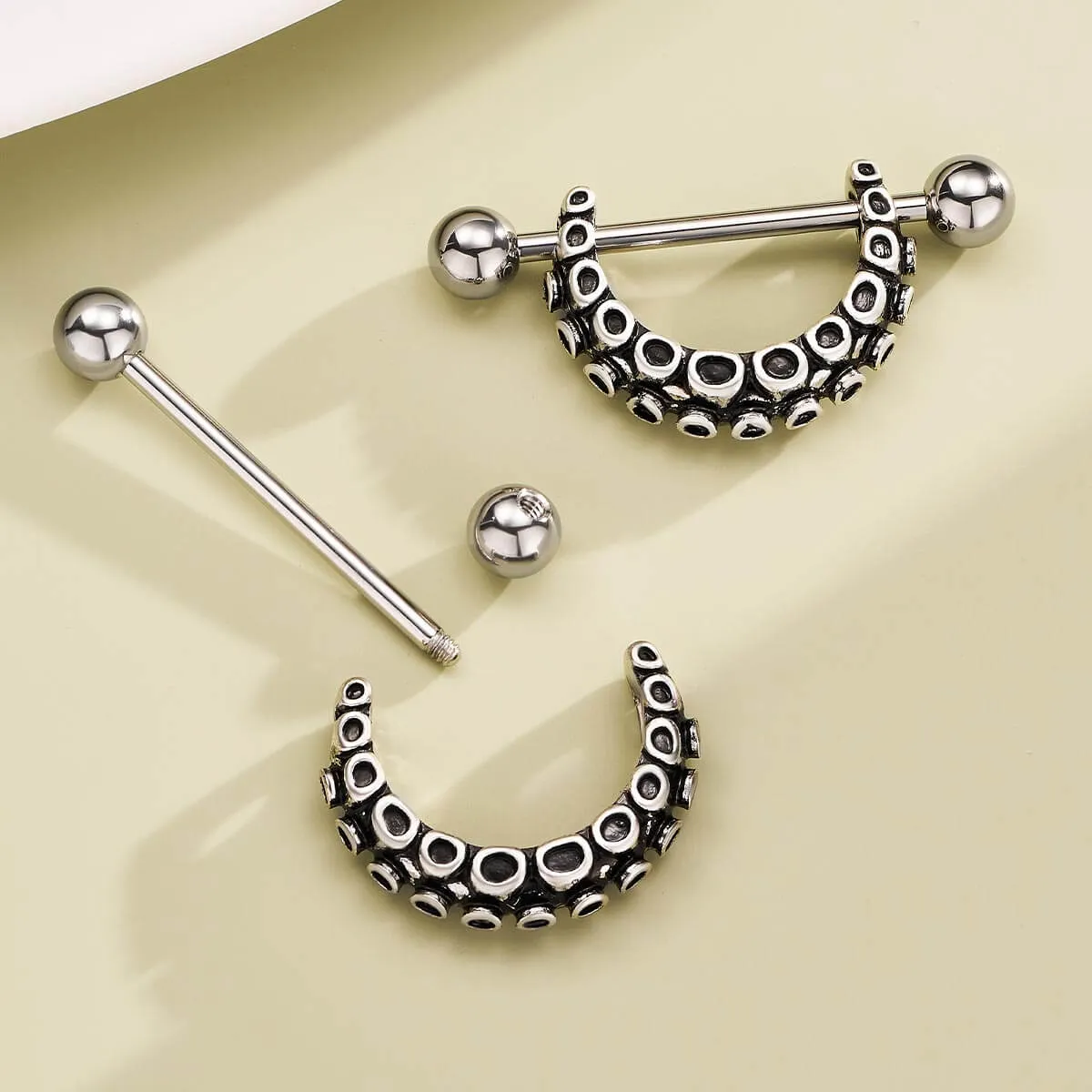 2PCS 14G Octopus Nipple Barbell