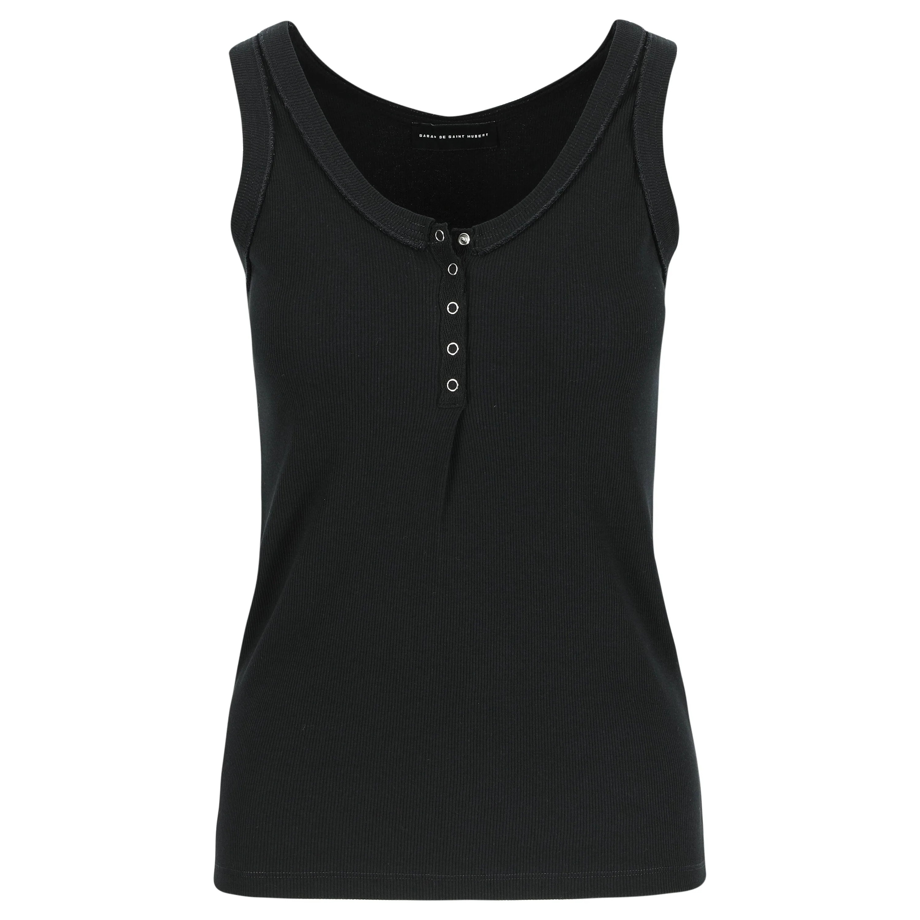ANNET ribbed tank top-Black