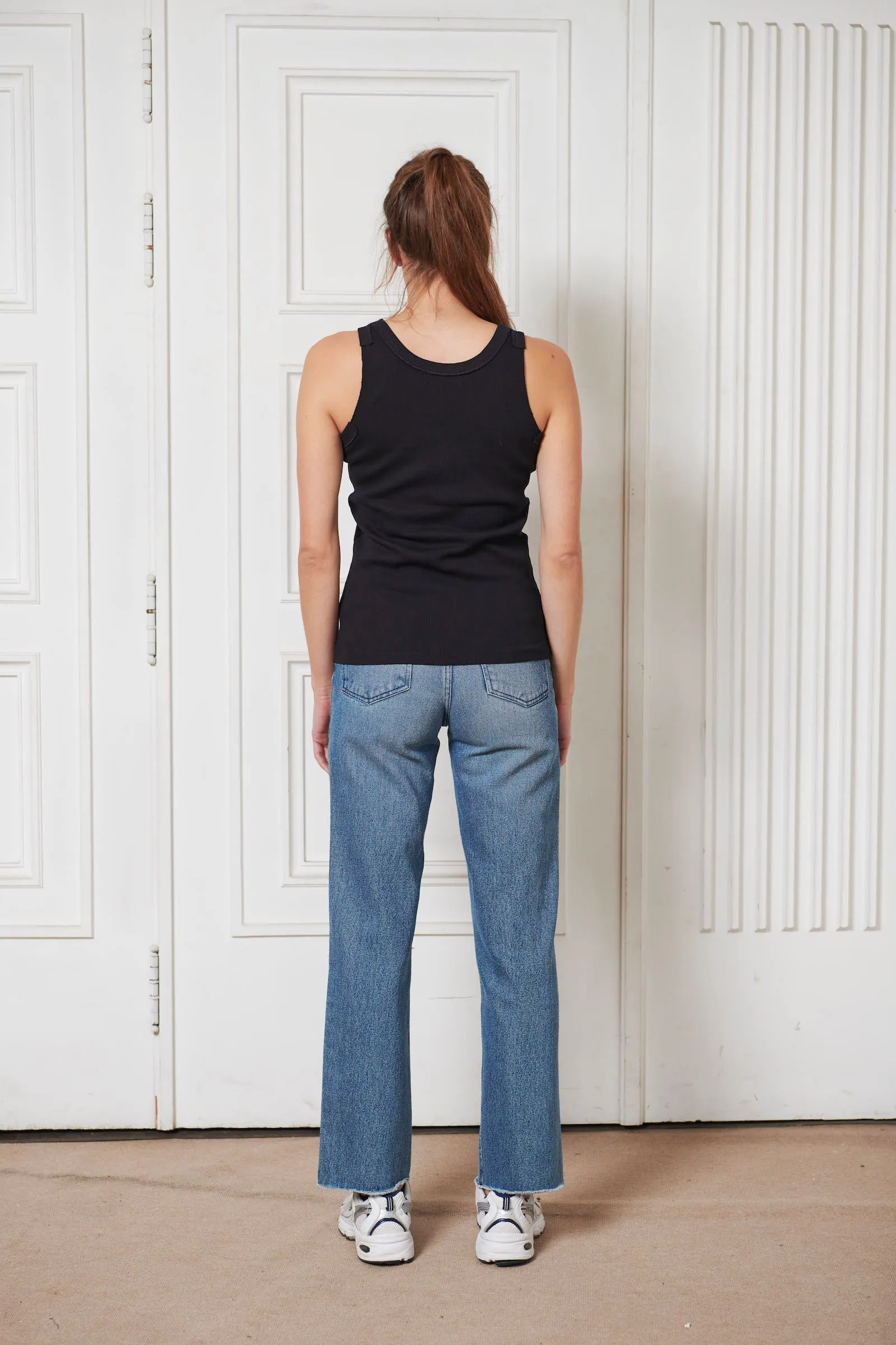 ANNET ribbed tank top-Black