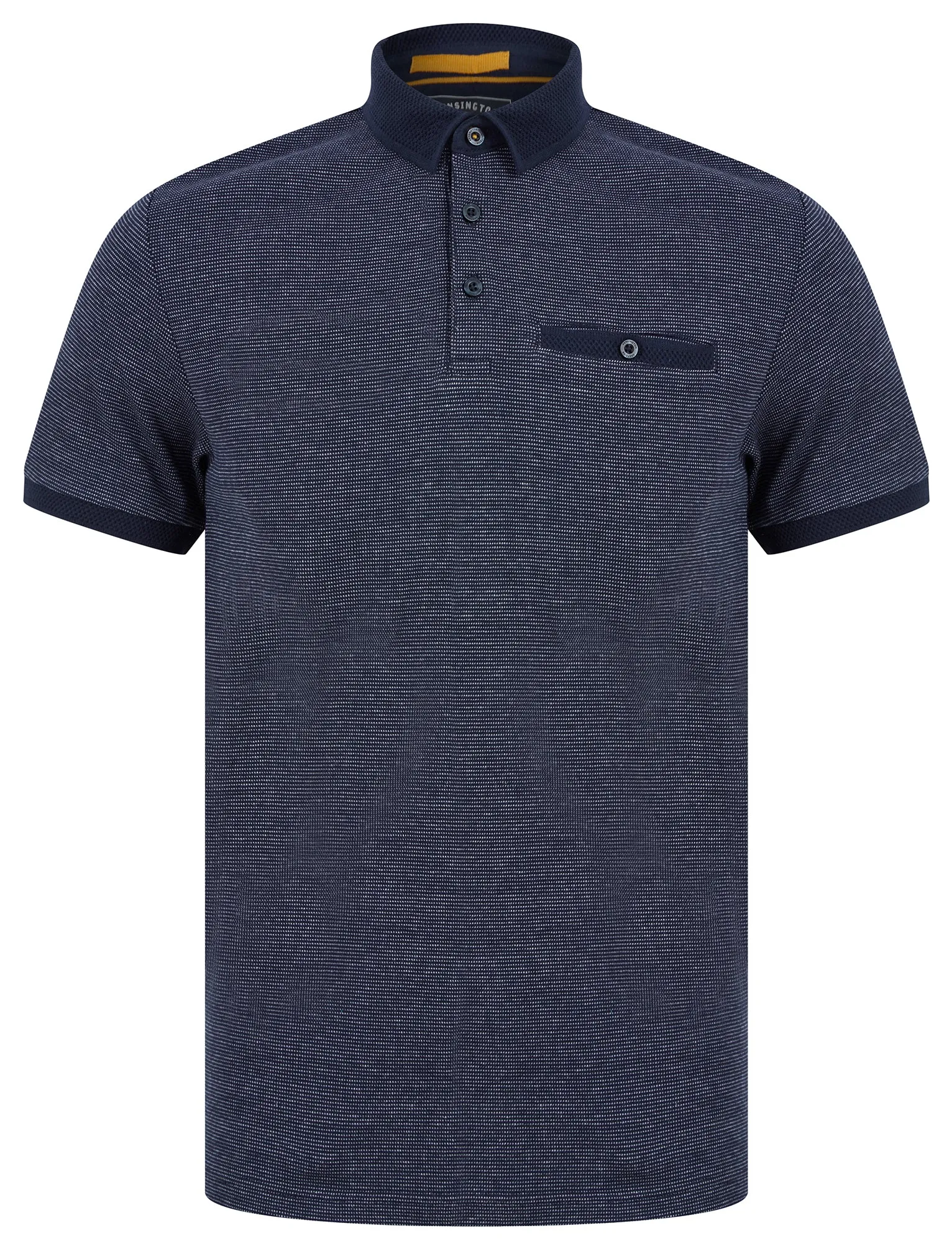 Bardell 2 Cotton Jacquard Polo Shirt with Chest Pocket in Sky Captain Navy - Kensington Eastside