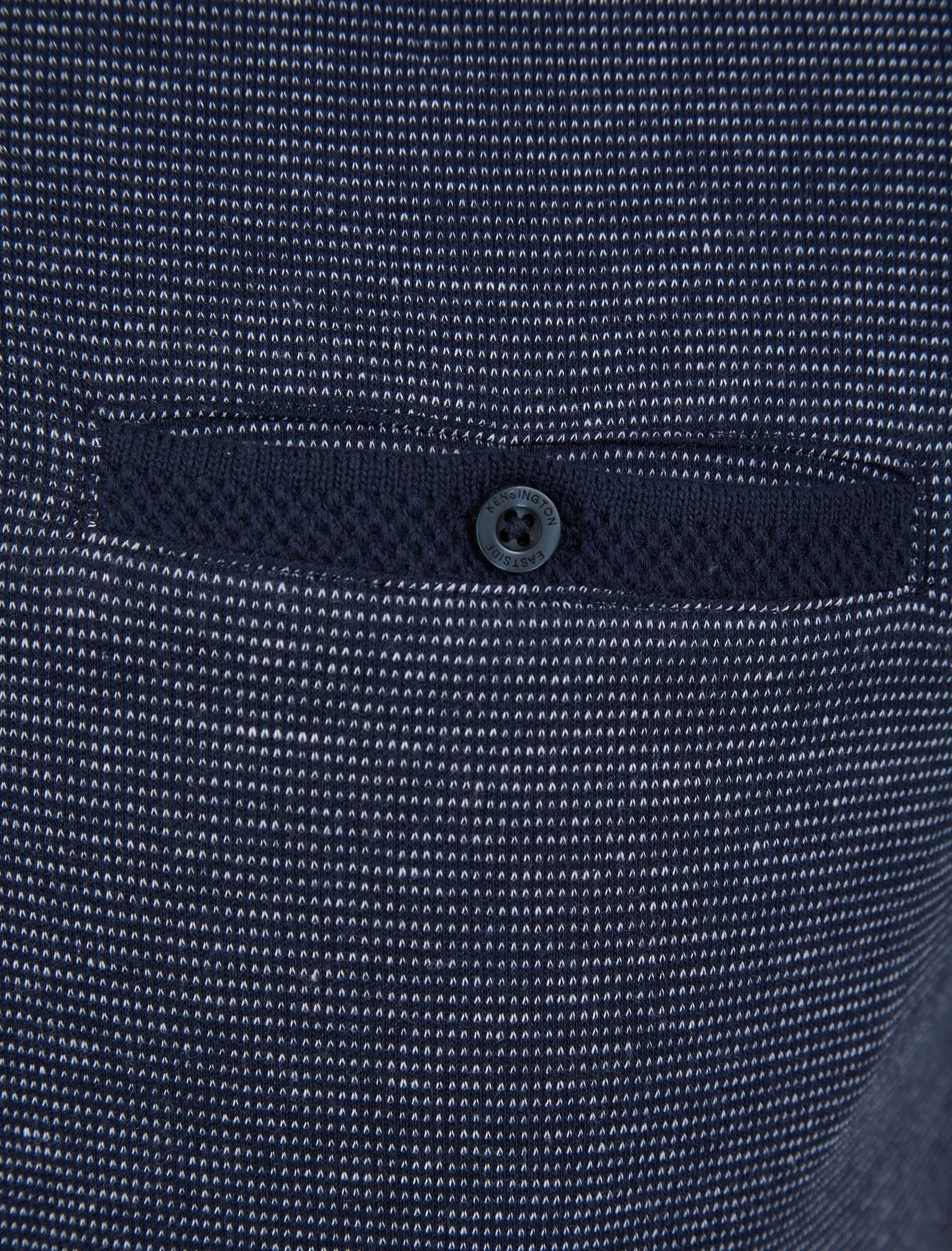 Bardell 2 Cotton Jacquard Polo Shirt with Chest Pocket in Sky Captain Navy - Kensington Eastside