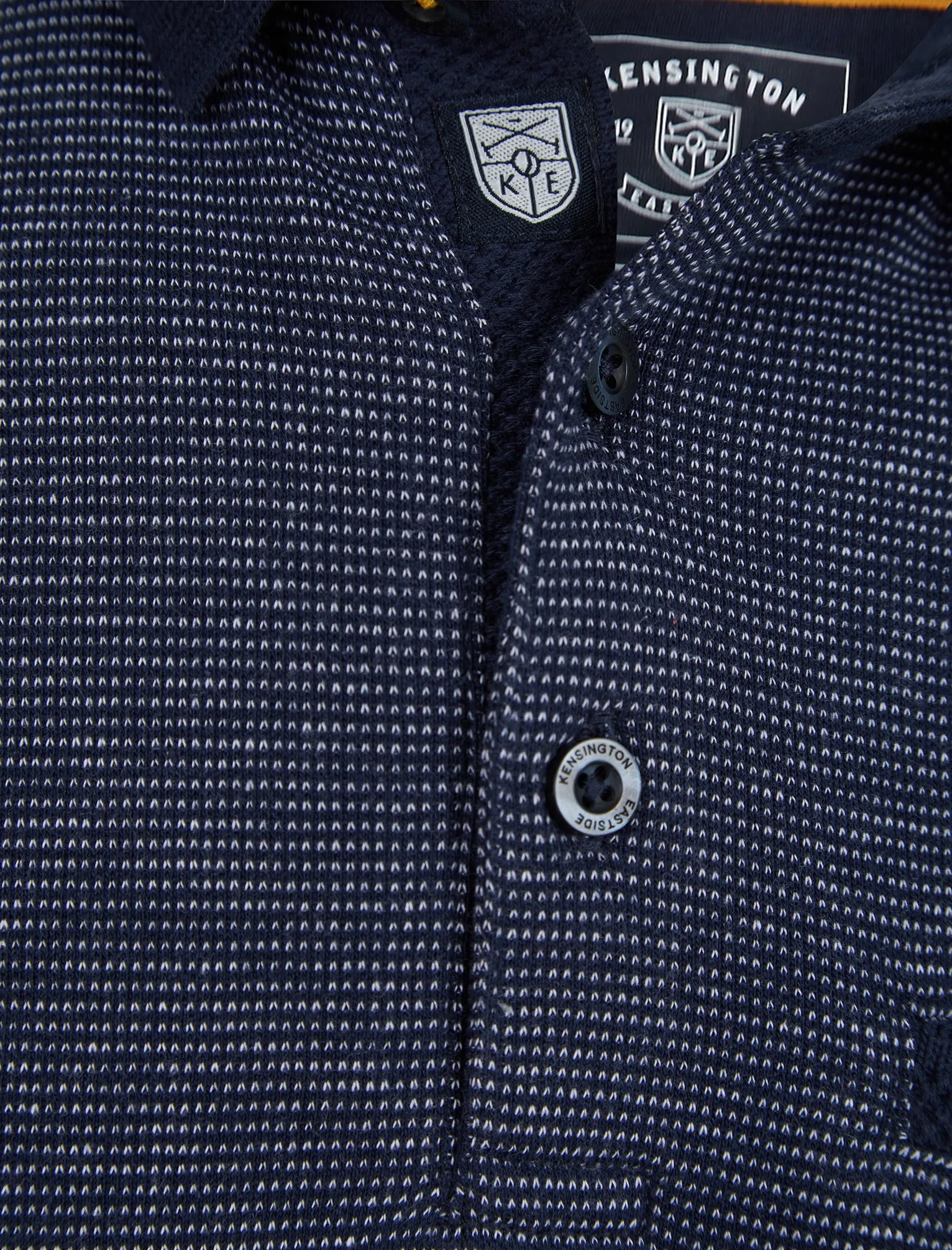 Bardell 2 Cotton Jacquard Polo Shirt with Chest Pocket in Sky Captain Navy - Kensington Eastside