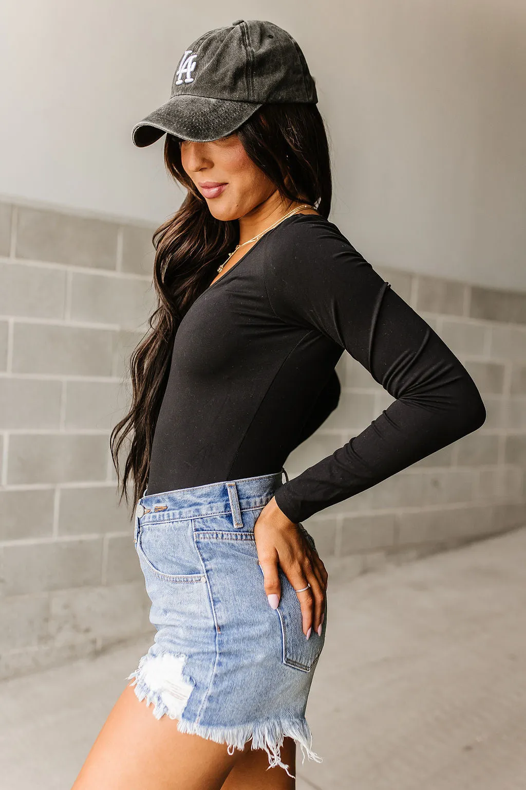 Bombshell Long Sleeve Bodysuit - Black