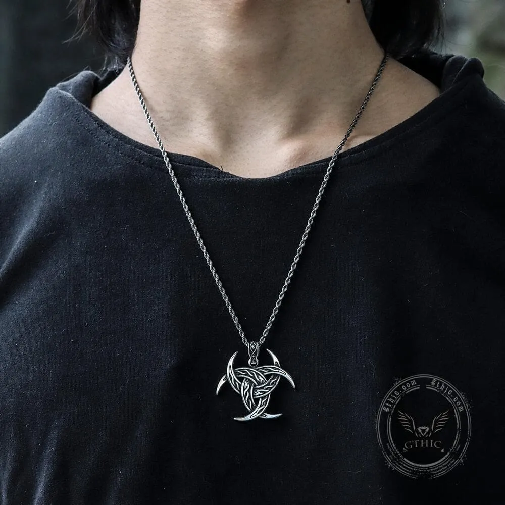 Celtic Crescent Triquetra Stainless Steel Pendant