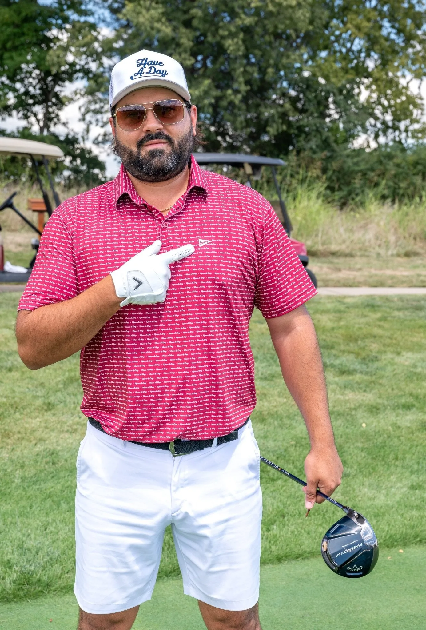 Have A Day Crimson & White Polo