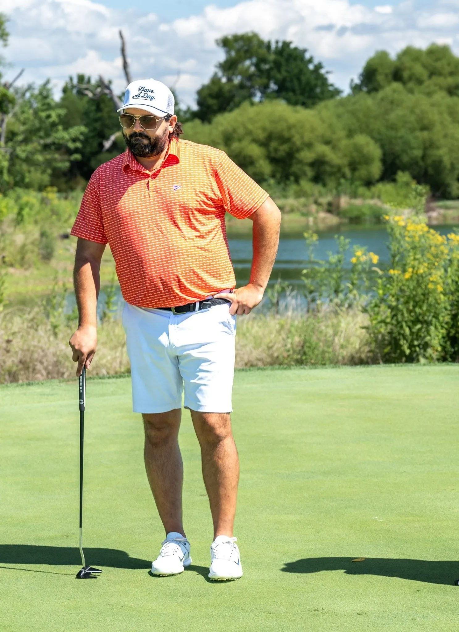 Have A Day Orange & White Polo