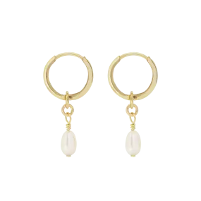 Lulita Pearl Mini Hoops - Gold