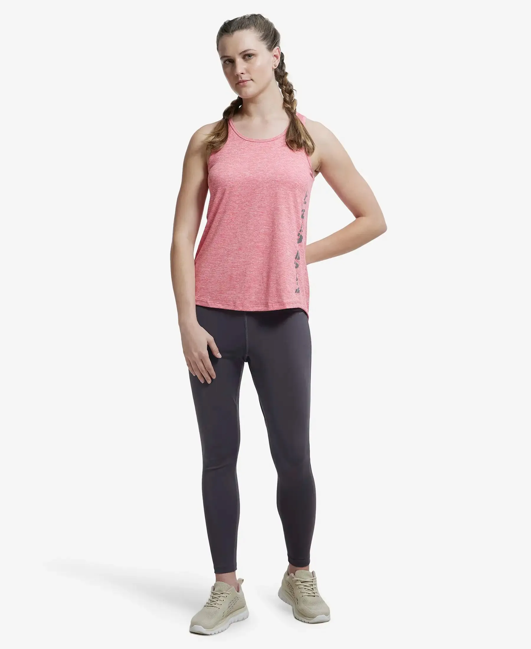 Microfiber Fabric Graphic Printed Tank Top With Breathable Mesh - Coral