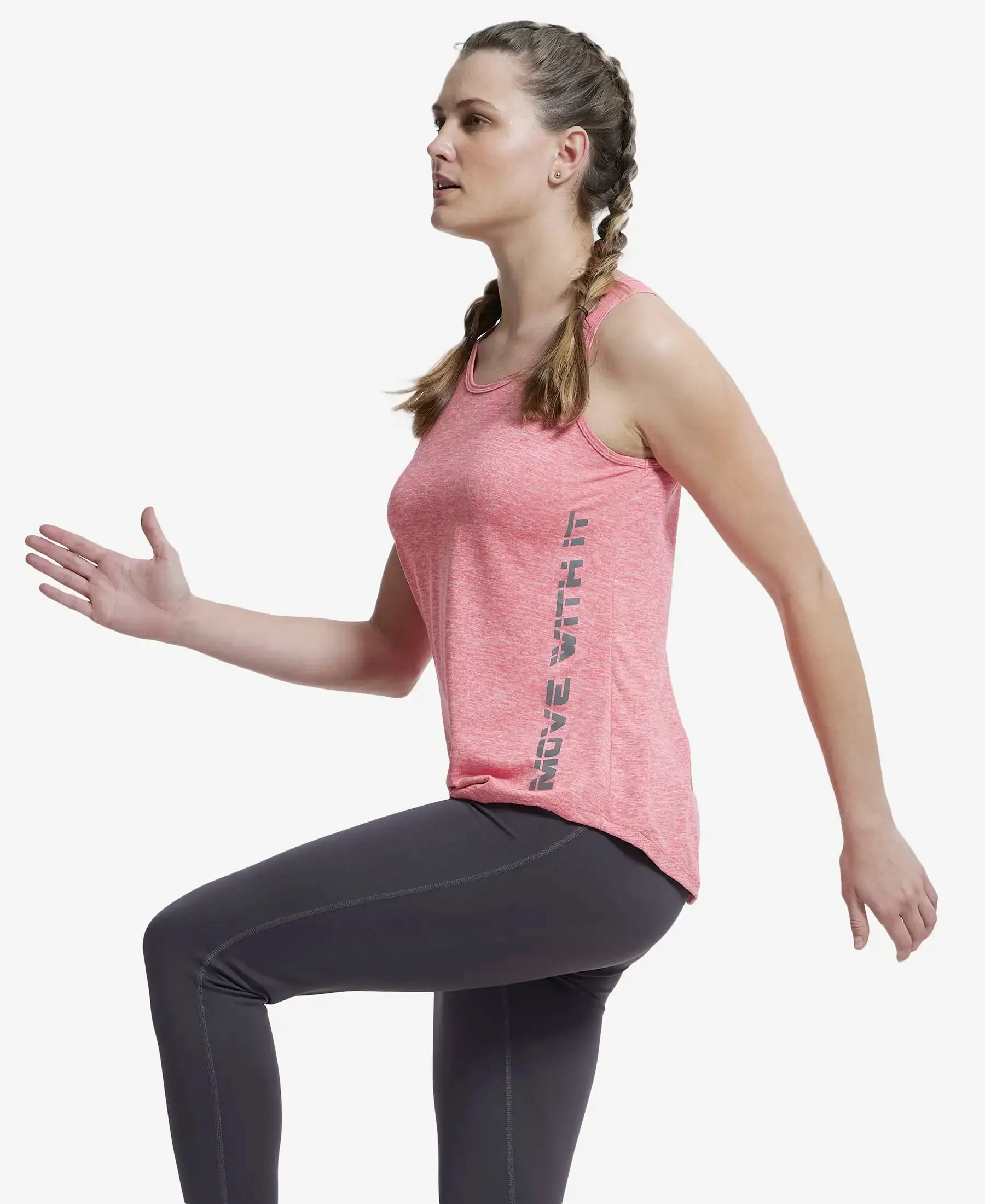 Microfiber Fabric Graphic Printed Tank Top With Breathable Mesh - Coral