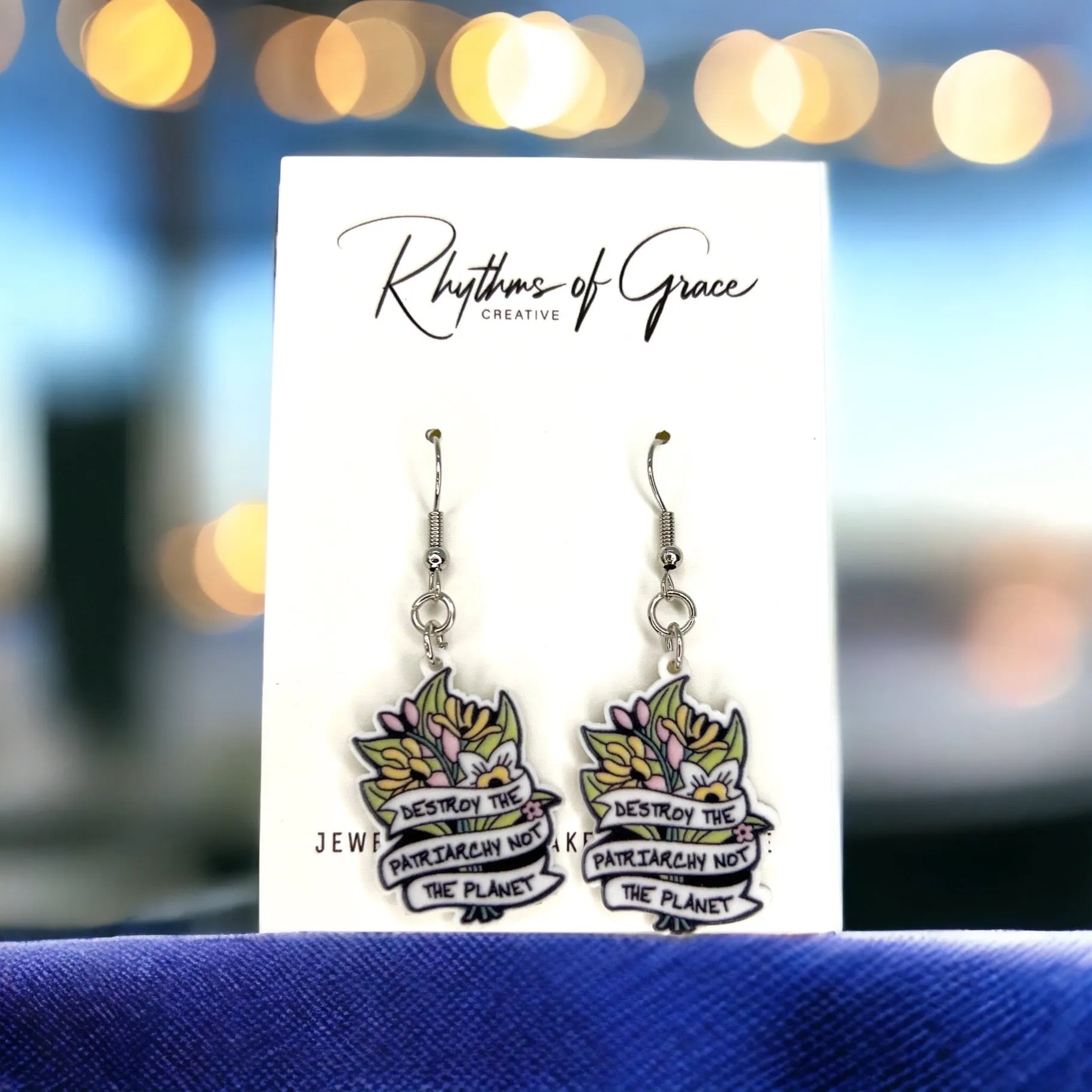 Mother Earth Earrings - Patriarchy Earrings, Team Pink, Fight the Patriarchy, Earth Earrings, Green Movement