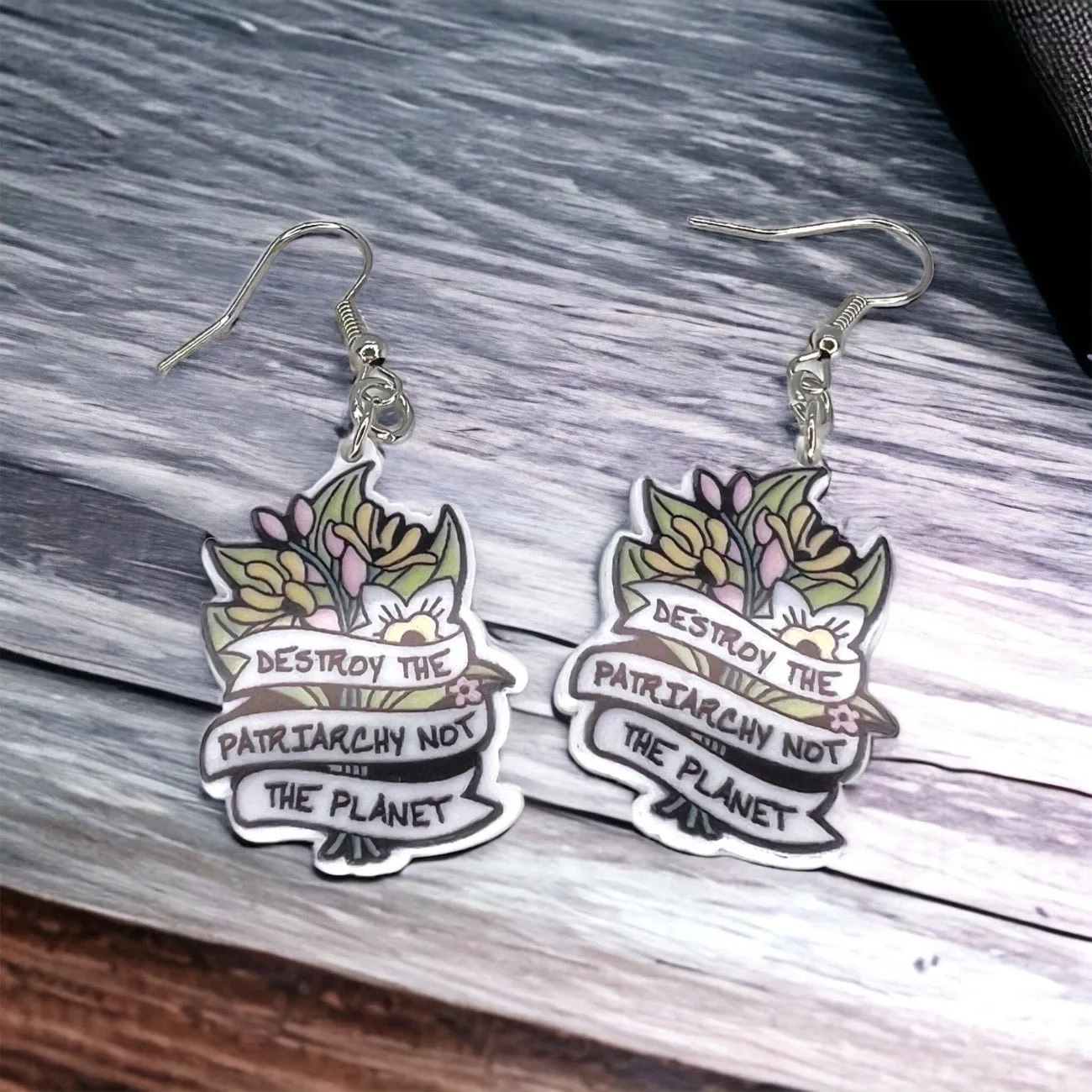 Mother Earth Earrings - Patriarchy Earrings, Team Pink, Fight the Patriarchy, Earth Earrings, Green Movement