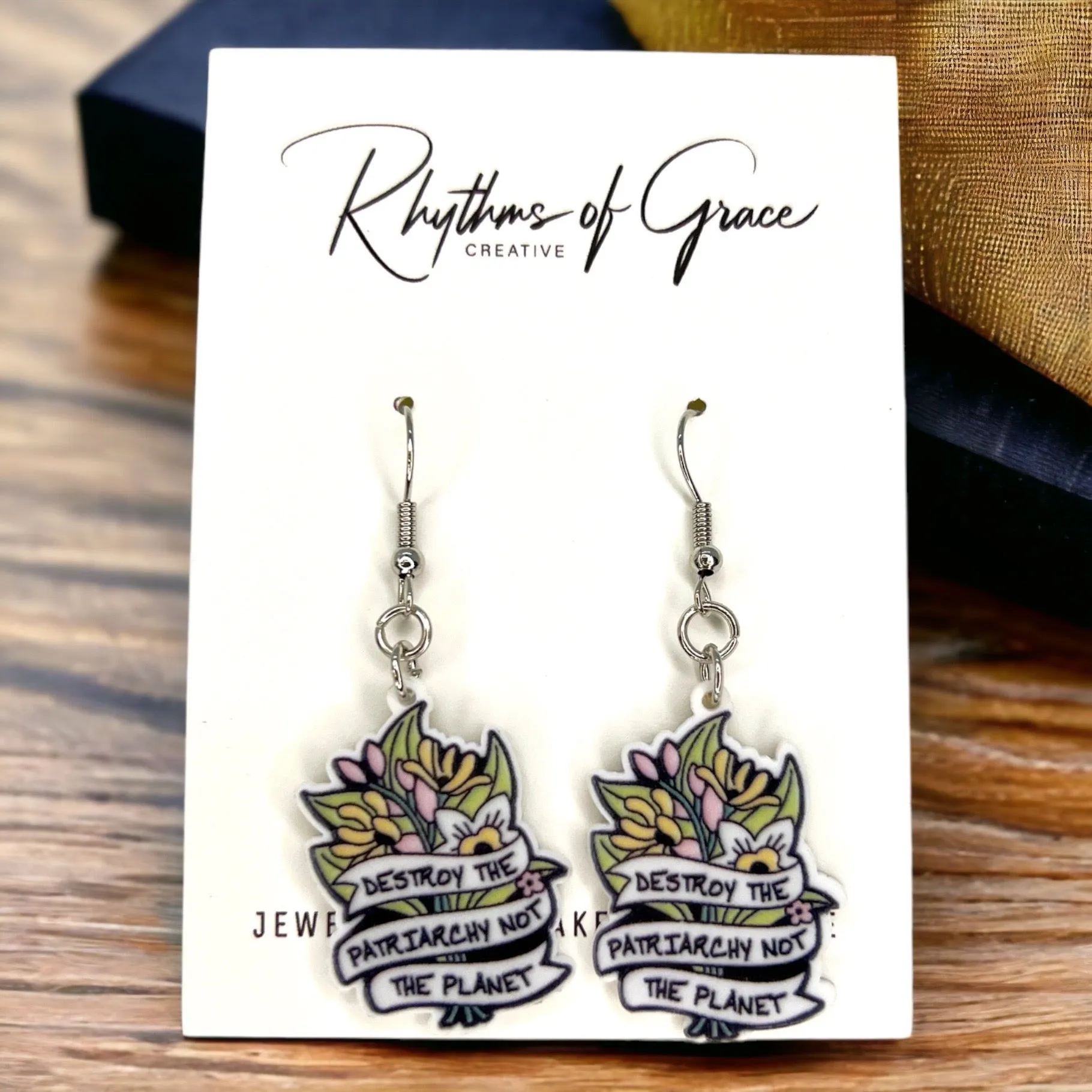 Mother Earth Earrings - Patriarchy Earrings, Team Pink, Fight the Patriarchy, Earth Earrings, Green Movement