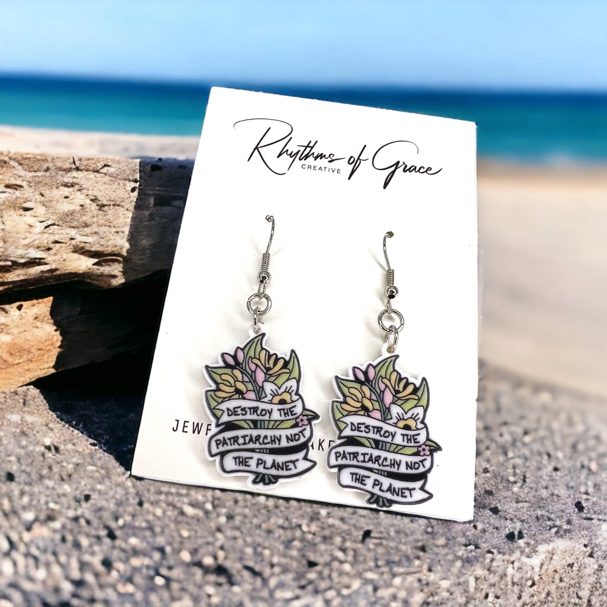 Mother Earth Earrings - Patriarchy Earrings, Team Pink, Fight the Patriarchy, Earth Earrings, Green Movement