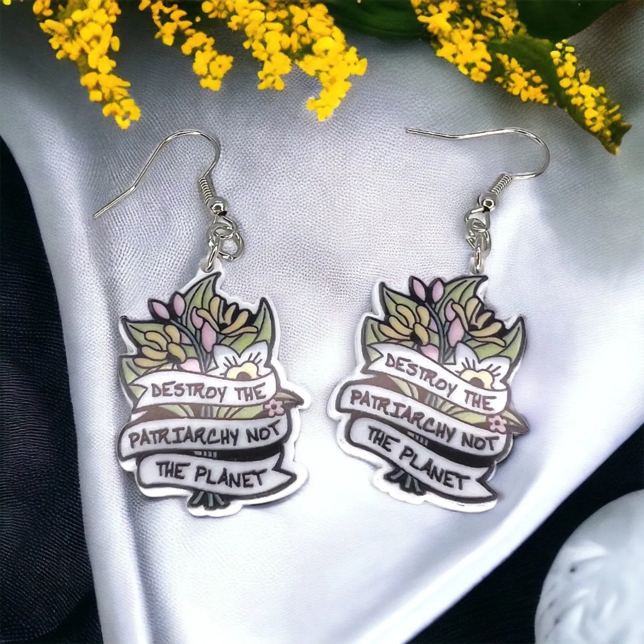 Mother Earth Earrings - Patriarchy Earrings, Team Pink, Fight the Patriarchy, Earth Earrings, Green Movement